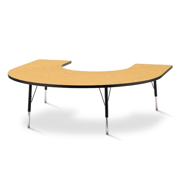 Berries Horseshoe Activity Table, 66 in. x 60 in., E-height, Oak/Black/Black